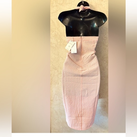 Mango Peach Gingham Halter Dress - Picture 3 of 5